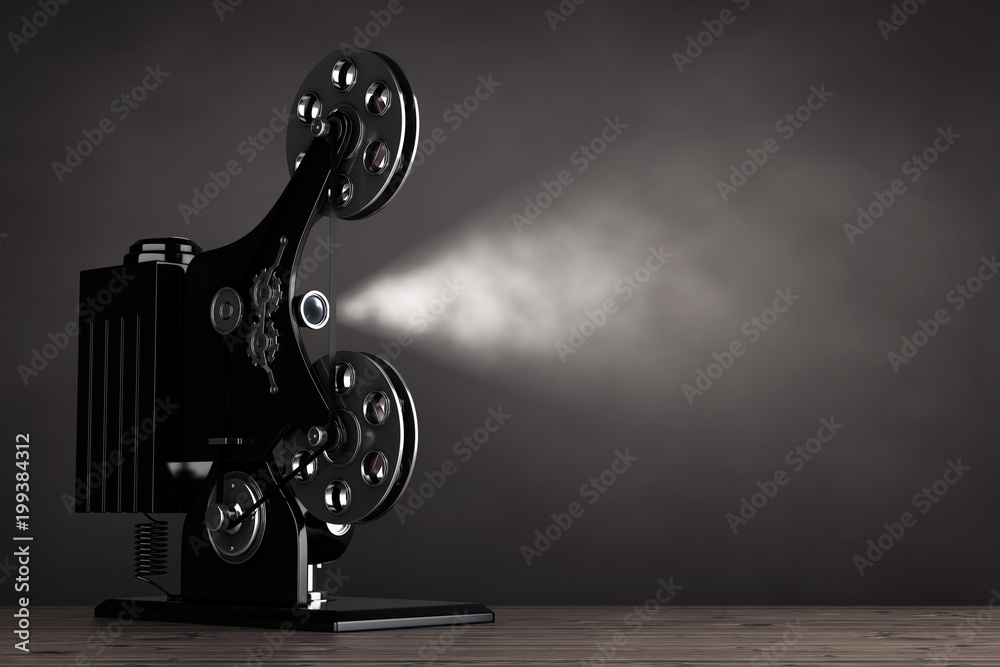 Naklejka premium Retro Movie Film Cinema Projector. 3d Rendering
