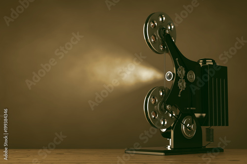 Retro Movie Film Cinema Projector. 3d Rendering