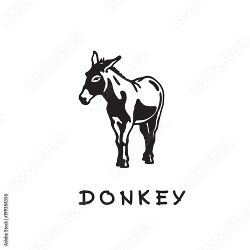 Fototapete Donkey - black and white logo