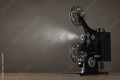 Retro Movie Film Cinema Projector. 3d Rendering