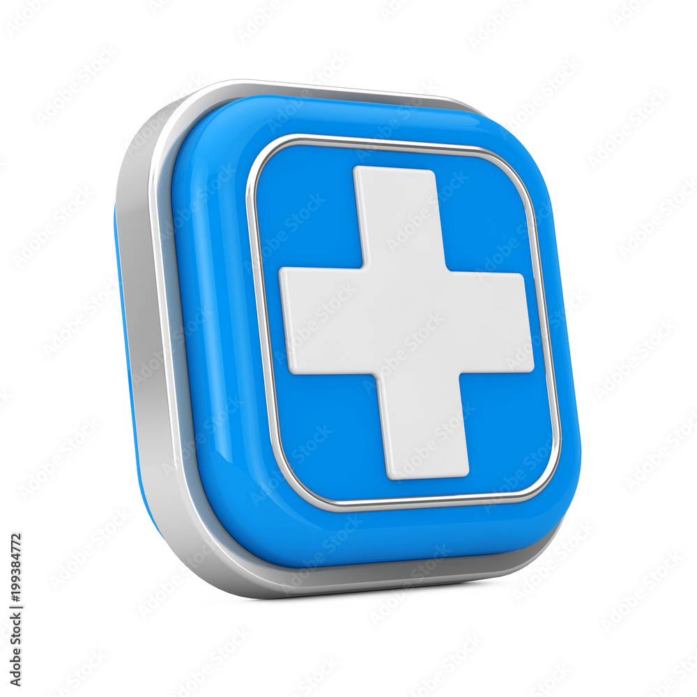 Obraz premium First Aid Medical Button Icon. 3d Rendering