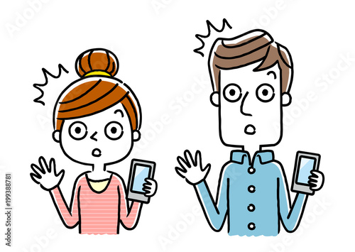 男性と女性：スマートフォン