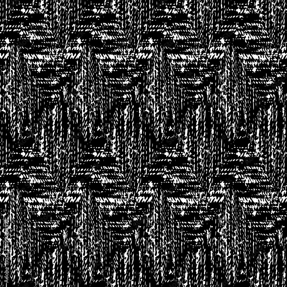 Black and White Seamless Ethnic Boho Pattern. Ikat. Background for Surface Design