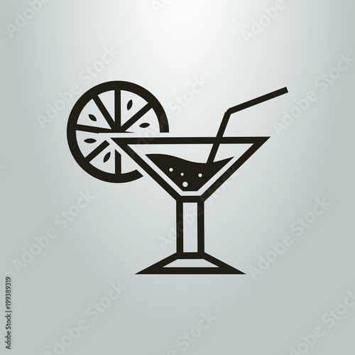 black and white icon with a cocktail glass