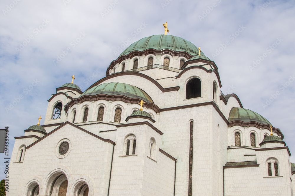 Saint sava ortodox church in Belgrade with cloudy sky