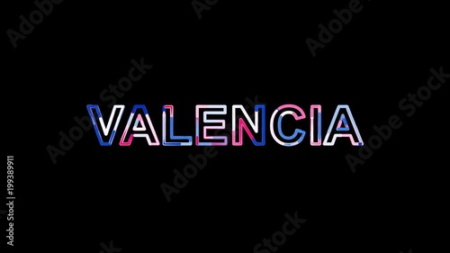 Letters are collected in city VALENCIA, then scattered into strips. Alpha channel Premultiplied - Matted with color black photo