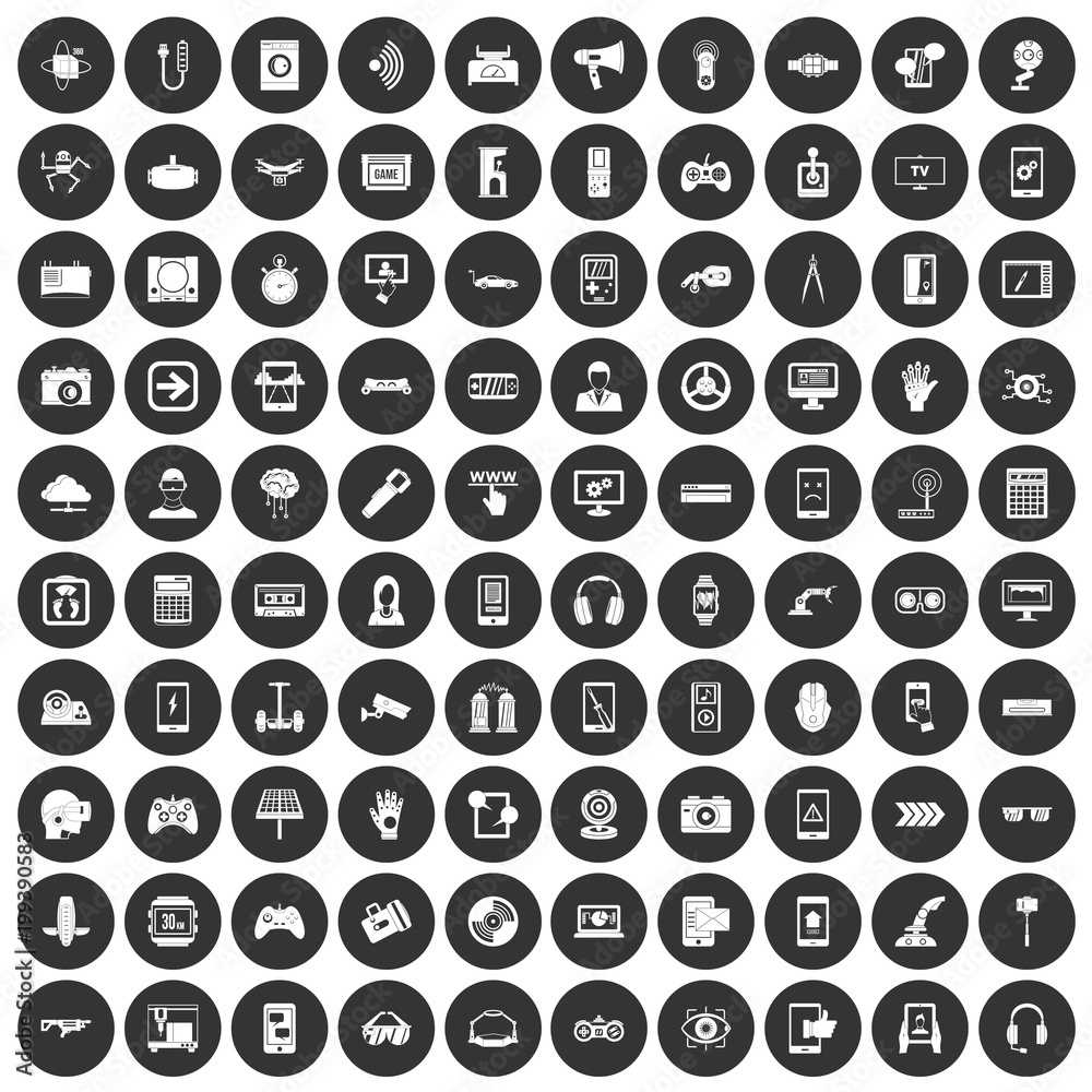 100 gadget icons set black circle 100 gadget icons set black circle