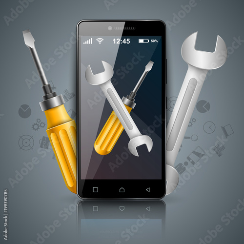 Repairs digital icon. Wrench and screwdriver. Vector eps 10