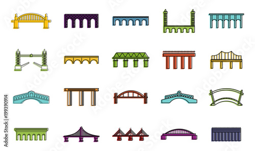 Stampa su tela Bridge icon set, color outline style