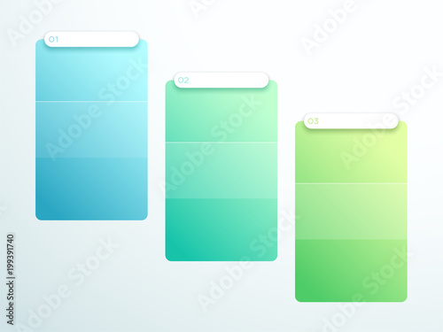 Numbered Gradient Vertical Text Box Set 1 to 3 Vector