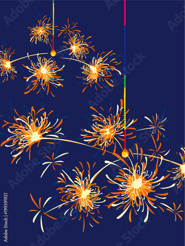 線香花火　イラスト