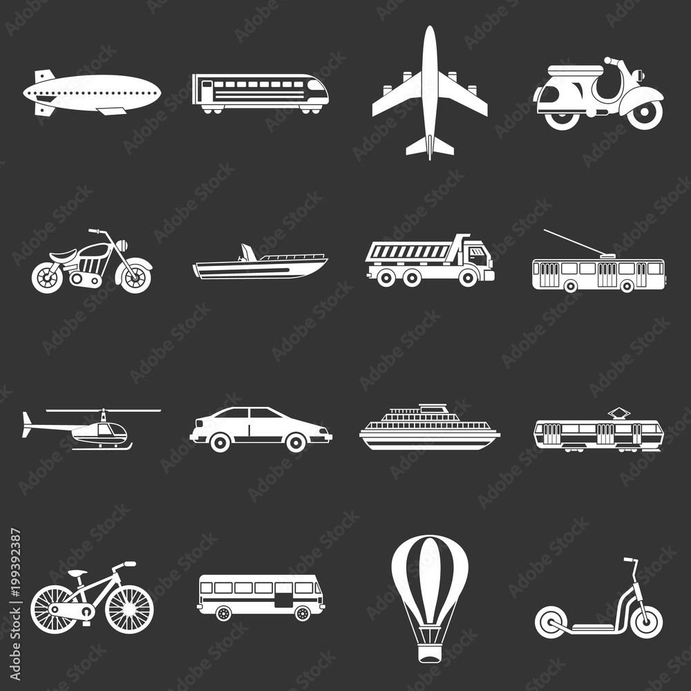 Transportation icons set grey vector Transportation icons set grey vector