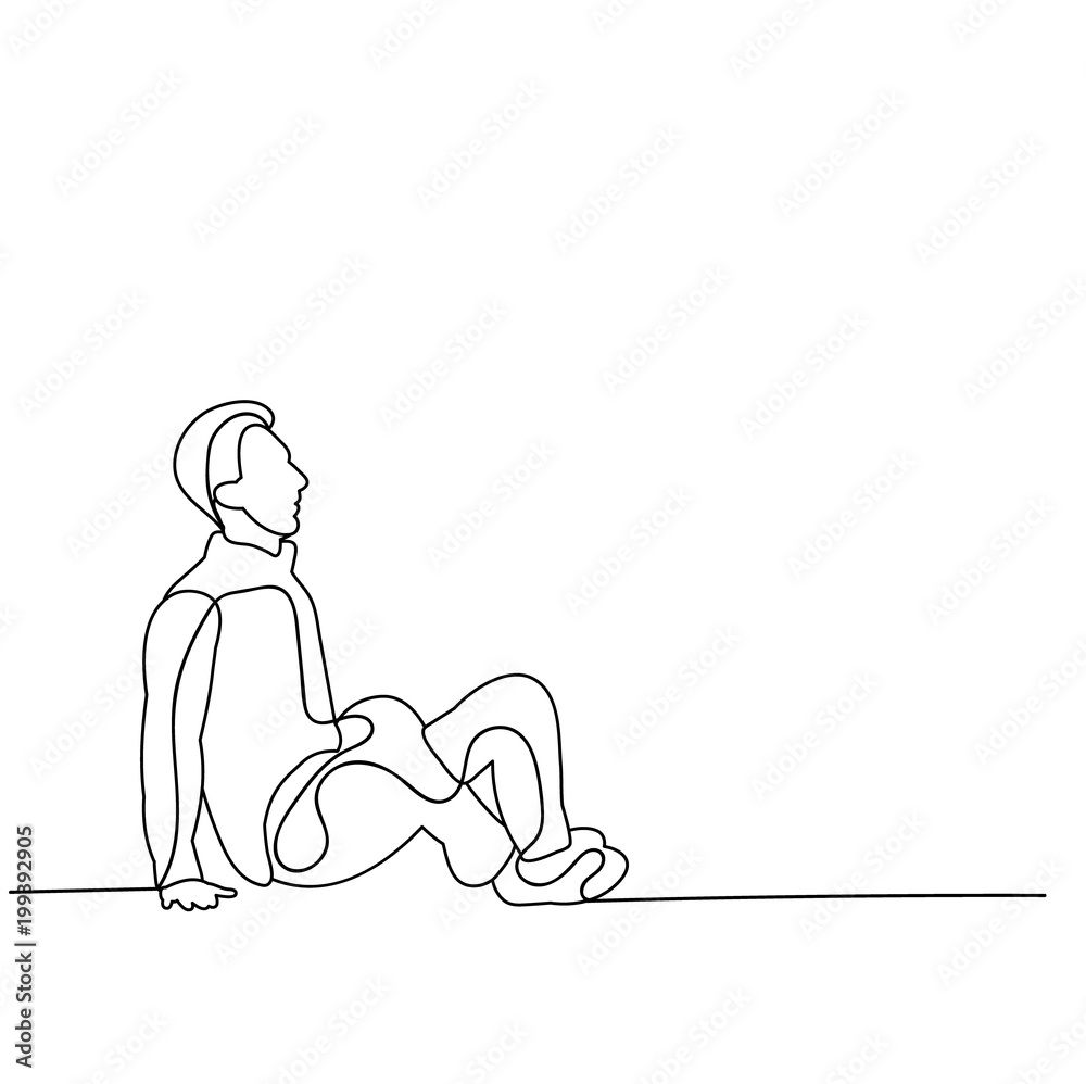 isolated sketch guy sitting