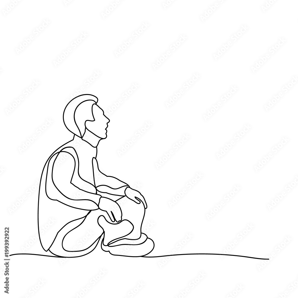 vector, isolated sketch male sitting