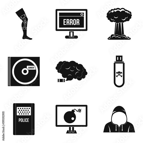 Misstep icons set, simple style
