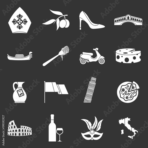 Italia icons set grey vector photo