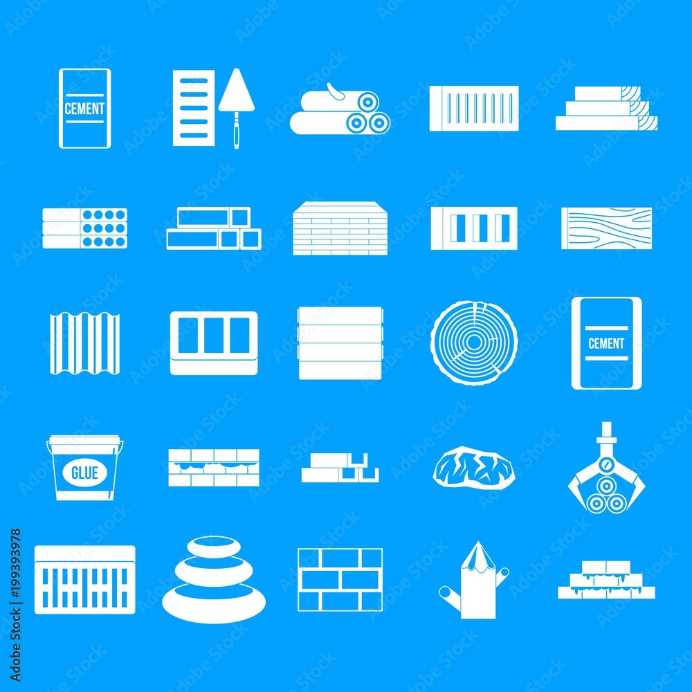 Fototapeta premium Construction materials icon blue set vector