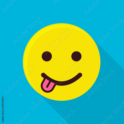 Emoticon with tongue icon, flat style