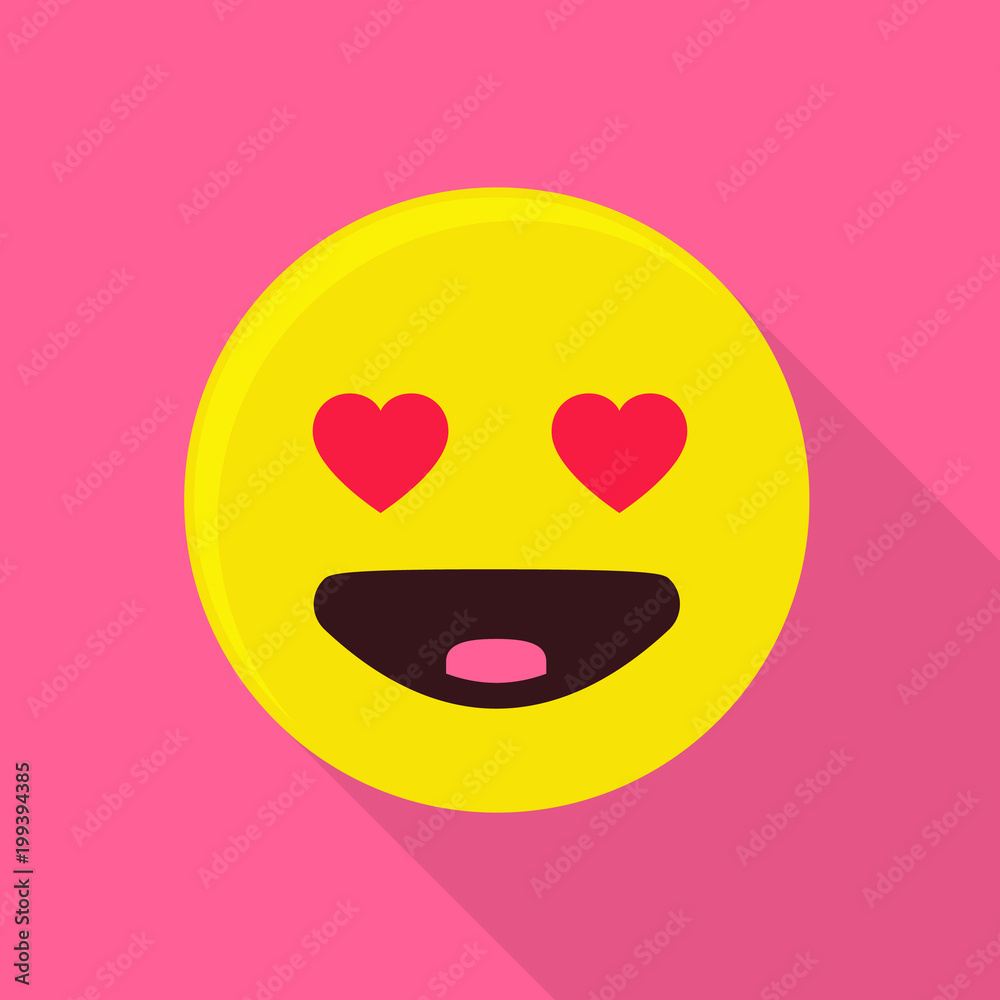 Heart emoticon icon, flat style Heart emoticon icon, flat style