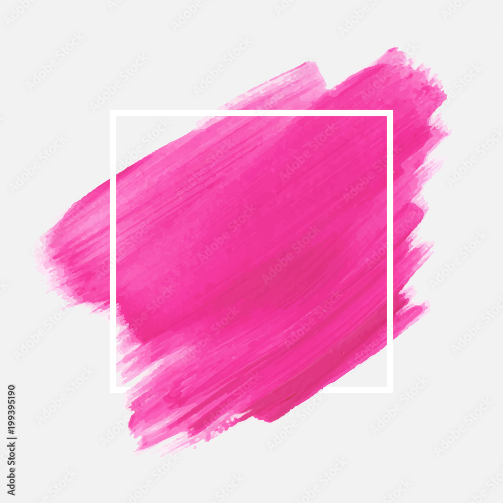 Art abstract background watercolor brush paint texture design over square frame  vector illustration. Perfect design for headline, logo and sale banner. 