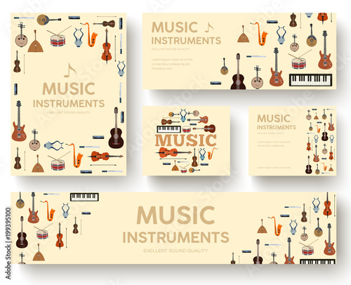 Festival music instruments circle infographics template concept. Icons design for your product or web and mobile applications. Vector flat with long shadow illustration background