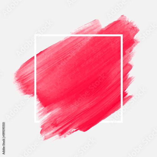 Art abstract background watercolor brush paint texture design over square frame  vector illustration. Perfect design for headline, logo and sale banner. 