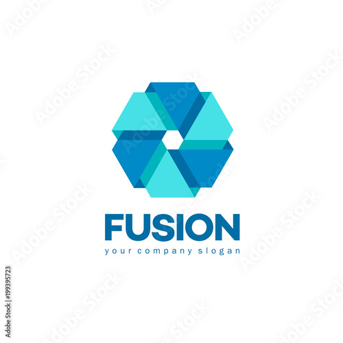 Vector logo design template for business. Merger and Fusion sign