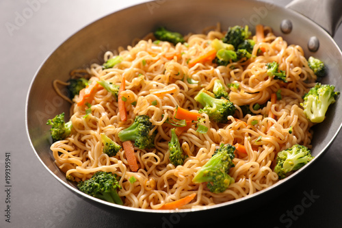 fried noodles and vegetable