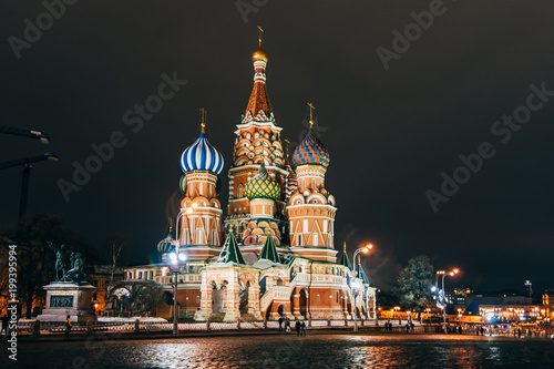 St Basil's cathedral on Red Square, Moscow, Russia. Winter night