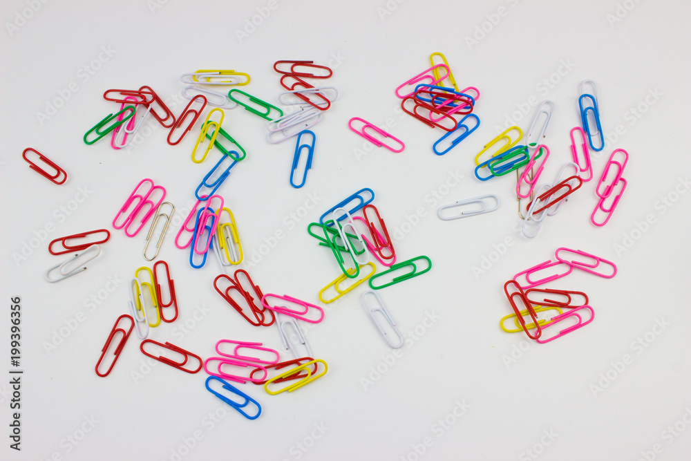 Paper clips. Office concept. White and blue background Paper clips. Office concept. White and blue background