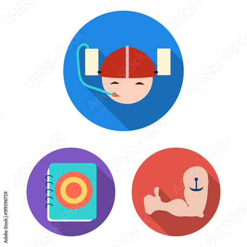 Pub, interior and equipment flat icons in set collection for design. Alcohol and food vector symbol stock web illustration.