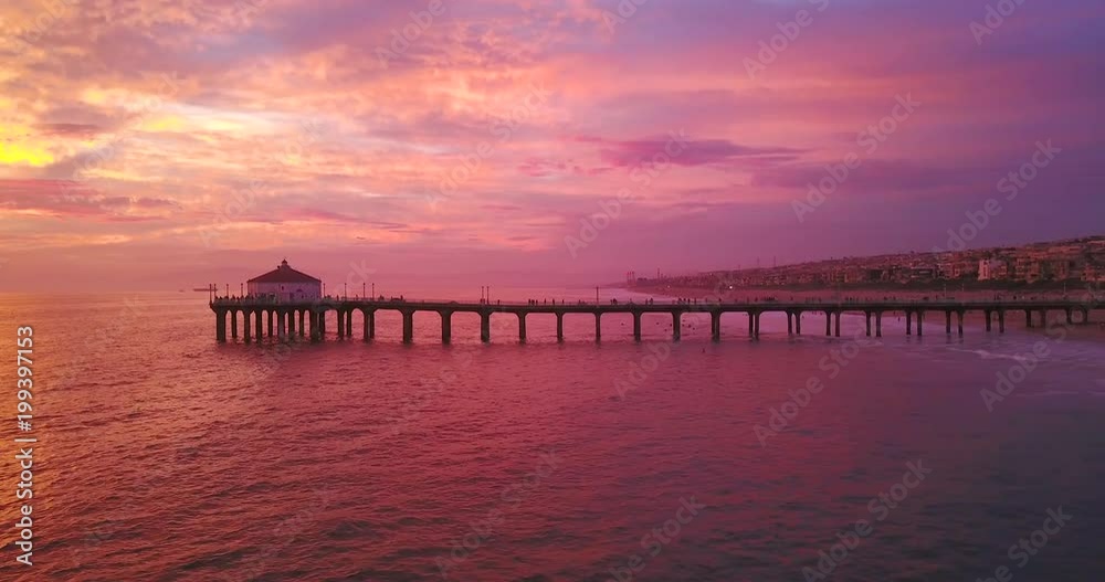 Aerial: Traveling Down the Pier at Gorgeous Sunset Aerial: Traveling Down the Pier at Gorgeous Sunset