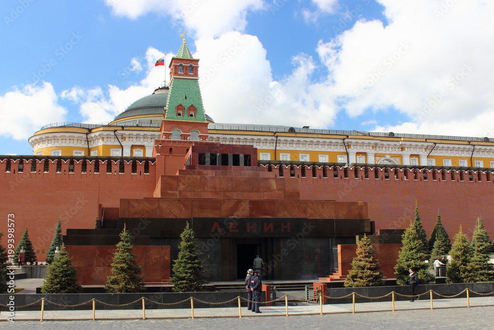 Russia, Moscow, Lenin Mausoleum on red square on the background of the ...
