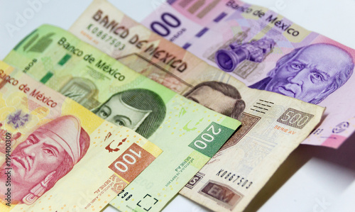 Mexican bills of different denominations