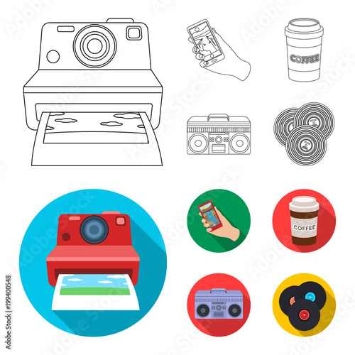 Hipster, fashion, style, subculture .Hipster style set collection icons in outline,flat style vector symbol stock illustration web.