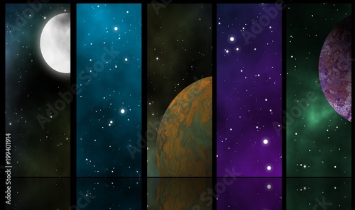 Spacescapes illustration and reflection design background