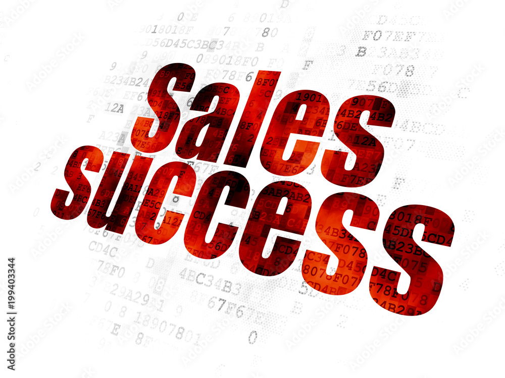 Advertising concept: Pixelated red text Sales Success on Digital background Advertising concept: Pixelated red text Sales Success on Digital background