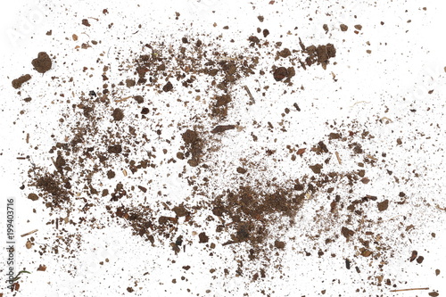 Pile of soil, dirt isolated on white background, top view © dule964