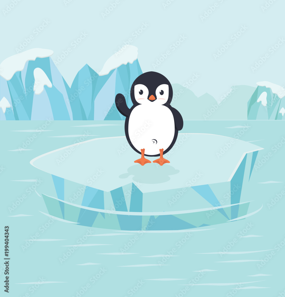Fototapeta premium Penguin bird in North pole Arctic