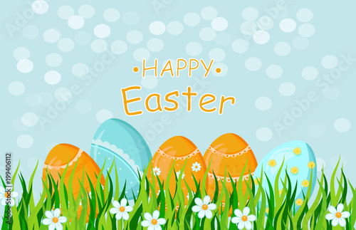 Happy Easter eggs card Vector holiday background