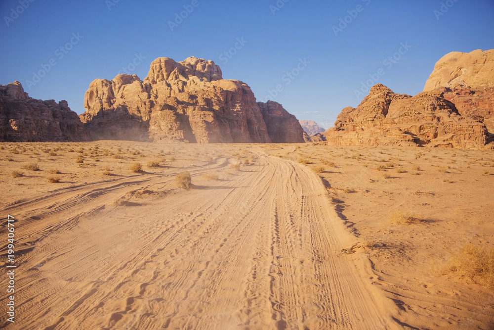 Wadi Ram desert. Jordan landscape.