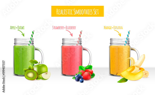 Smoothies Jars Realistic Set