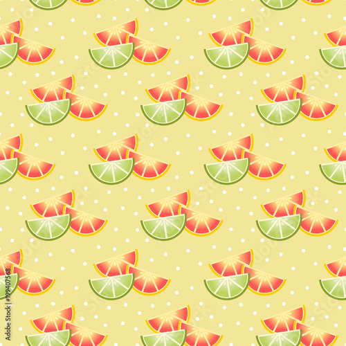 Sliced lemon seamless pattern vector. Hello Summer and freshness concept.