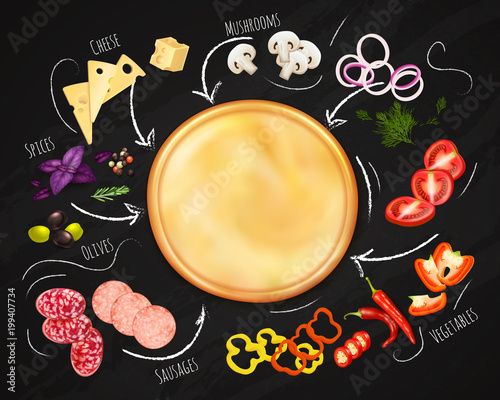 Pizza Constructor Realistic Composition