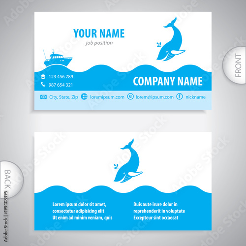 business card - Big whale - symbol sea - company presentations