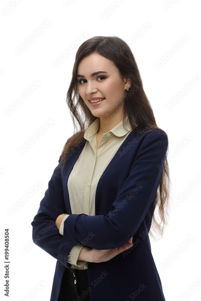Beautiful young business woman isolated white background. Beautiful young business woman isolated white background.