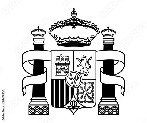 spain national crown and shield emblem vector illustration
