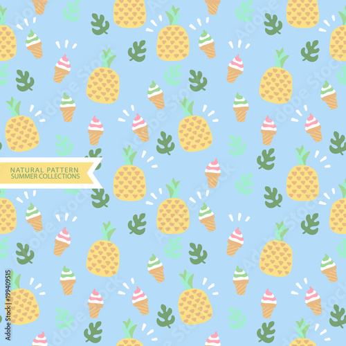 Summer Seamless Pattern,Pineapple Background