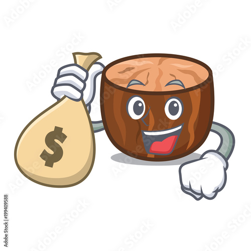 With money bag nutmeg character cartoon style