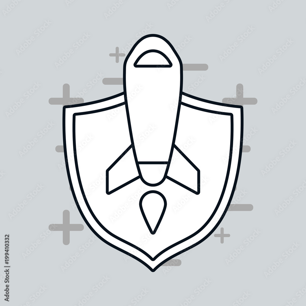 seo design with shield and rocket over gray background, vector illustration seo design with shield and rocket over gray background, vector illustration